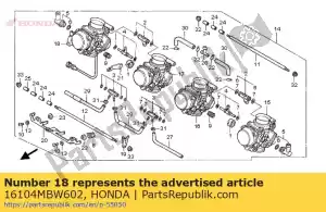 Honda 16104MBW602 conjunto de carburador (# - Lado inferior