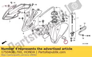 honda 17504GEL700 goma, montaje en tanque - Lado inferior