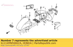 dekking, l. Fr. Spatbord * pb1 van Honda, met onderdeel nummer 61114MN5000ZA, bestel je hier online: