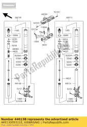 pijpvork binnen, links, f. S. B zx140 van Kawasaki, met onderdeel nummer 44013009311E, bestel je hier online: