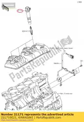Ici, vous pouvez commander le bobine-allumage-allumage auprès de Kawasaki , avec le numéro de pièce 211710021: