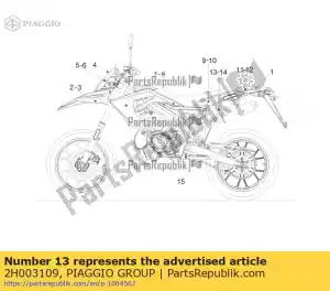 Piaggio Group 2H003109 calcomanía de la cubierta lateral trasera derecha 