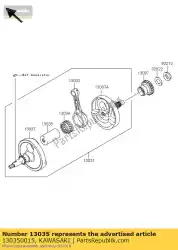 Here you can order the pin-crank kx250t7f from Kawasaki, with part number 130350015: