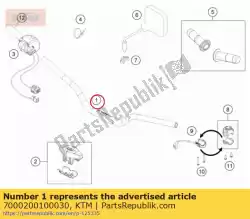 Here you can order the handlebar black d=28mm from KTM, with part number 7000200100030: