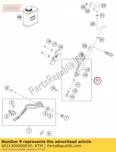 ktm 6031306000030 controle de freio traseiro - Lado inferior