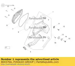 Aqui você pode pedir o compl. Base de caixa de filtro em Piaggio Group , com o número da peça B043766: