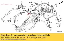 Ici, vous pouvez commander le tuyau de comp., l. L'eau auprès de Honda , avec le numéro de pièce 19421MCA780: