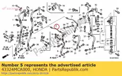 Aqui você pode pedir o tubo secundário b, freio em Honda , com o número da peça 43324MCA000: