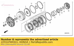 Ici, vous pouvez commander le plaque, embrayage (1) (2. Auprès de Honda , avec le numéro de pièce 22551P4R003: