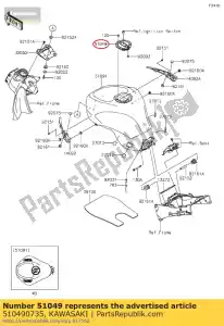 Kawasaki 510490735 zamek zbiornika plus klucz - Dolna część