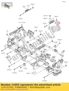 Kawasaki 110531592 support, diff arrière, haut - La partie au fond