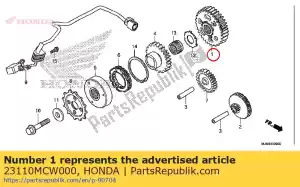 honda 23110MCW000 engranaje comp., transmisión primaria (33t) - Lado inferior