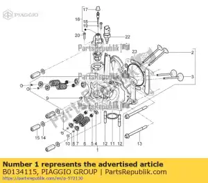 Piaggio Group B0134115 conjunto de cabeça de cilindro - Lado inferior