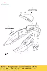 suzuki 4738110G11YVB lid,fuel - Bottom side