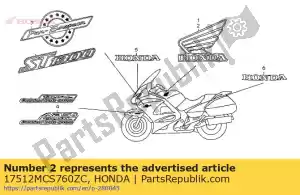 Honda 17512MCS760ZC mark, l. fuel tank *type3 - Bottom side