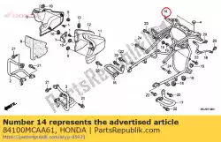 Aqui você pode pedir o ficar comp., alforje em Honda , com o número da peça 84100MCAA61: