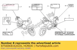 Aqui você pode pedir o marcar, dirigir * nh-0 em Honda , com o número da peça 87560KB1620ZA: