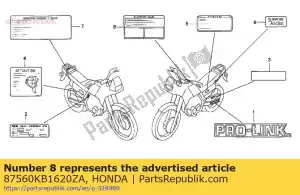 Honda 87560KB1620ZA marcar, dirigir * nh-0 - Lado inferior