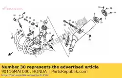 Aqui você pode pedir o parafuso, gancho, 8x47 em Honda , com o número da peça 90116MAT000: