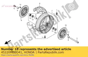 Honda 45220MBBD41 schijf comp., l. fr. rem - Onderkant
