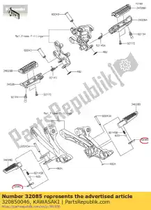 kawasaki 320850046 tapón, escalón trasero zr1200-a4h - Lado inferior