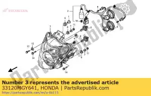 Honda 33120MGY641 headlight unit comp. - Bottom side