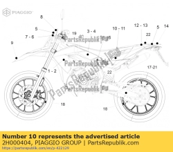 Aprilia 2H000404, Rear rh side panel decal, OEM: Aprilia 2H000404