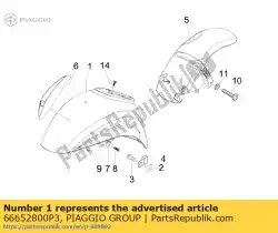 Here you can order the front mudguard from Piaggio Group, with part number 66652800P3: