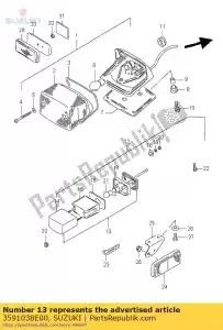 Suzuki 3591038E00 conjunto da lâmpada, licença - Lado inferior