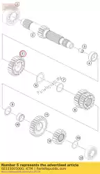 Ici, vous pouvez commander le pignon fou 5. Pignon auprès de KTM , avec le numéro de pièce 60333005000: