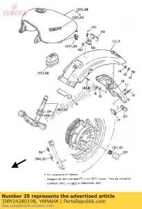 Yamaha 3JBY2428019B conjunto sub-tanque - Lado inferior