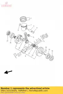 yamaha 5NX1163100D0 pistão (std) - Lado inferior