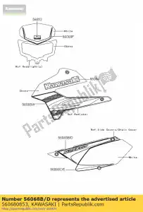 kawasaki 560680853 modèle, couvercle latéral, upp, r klx25 - La partie au fond