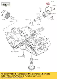 kawasaki 921540497 parafuso, flangeado, 6x25 ej800abf - Lado inferior