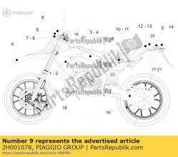 Aprilia 2H001078, Decalque do guarda-lamas dianteiro, OEM: Aprilia 2H001078