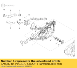 Aprilia 1A008740, Albero pompa h2o kwi rs 125 21, OEM: Aprilia 1A008740