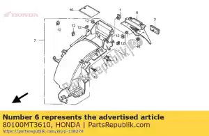 honda 80100MT3610 guardabarros a, rr. - Lado inferior