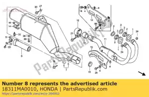 honda 18311MA0010 z??czka rurowa, ogon - Dół