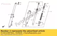 51401KWF901, Honda, nessuna descrizione disponibile al momento honda cbf 125 2009 2010 2011 2013, Nuovo