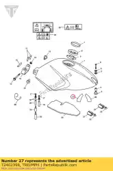 Ici, vous pouvez commander le décalque, clair, réservoir de carburant, rh auprès de Triumph , avec le numéro de pièce T2402398: