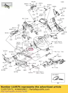 kawasaki 110572971 01 soporte, cubierta, interior, izda. - Lado inferior