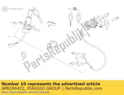 Ici, vous pouvez commander le câble de verrouillage auprès de Piaggio Group , avec le numéro de pièce AP8104422: