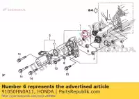 91050HN0A11, Honda, lager, radiale kogel, 696zz honda  trx 350 420 450 500 520 2000 2001 2002 2003 2004 2005 2006 2010 2011 2012 2013 2017 2018 2019 2020, Nieuw