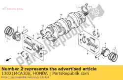 Aqui você pode pedir o conjunto de anéis, pistão (0,25) em Honda , com o número da peça 13021MCA306: