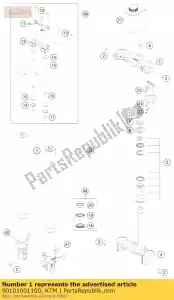 ktm 90101001100 tenedor pata l / s cpl. - Lado inferior