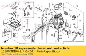 Honda 16100MBN642 conjunto de carburador. (pe78c b - Lado inferior