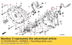 Aqui você pode pedir o junta, tampa da transmissão em Honda , com o número da peça 11391MCA010: