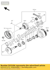 Kawasaki 922101375 porca, flangeada, 12 mm - Lado inferior