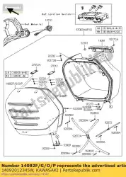 Aqui você pode pedir o capa, bolsa lateral, rh, w. Gray zg140 em Kawasaki , com o número da peça 14092012345W: