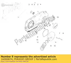 Here you can order the cooling system cover gasket from Piaggio Group, with part number 1A000874: